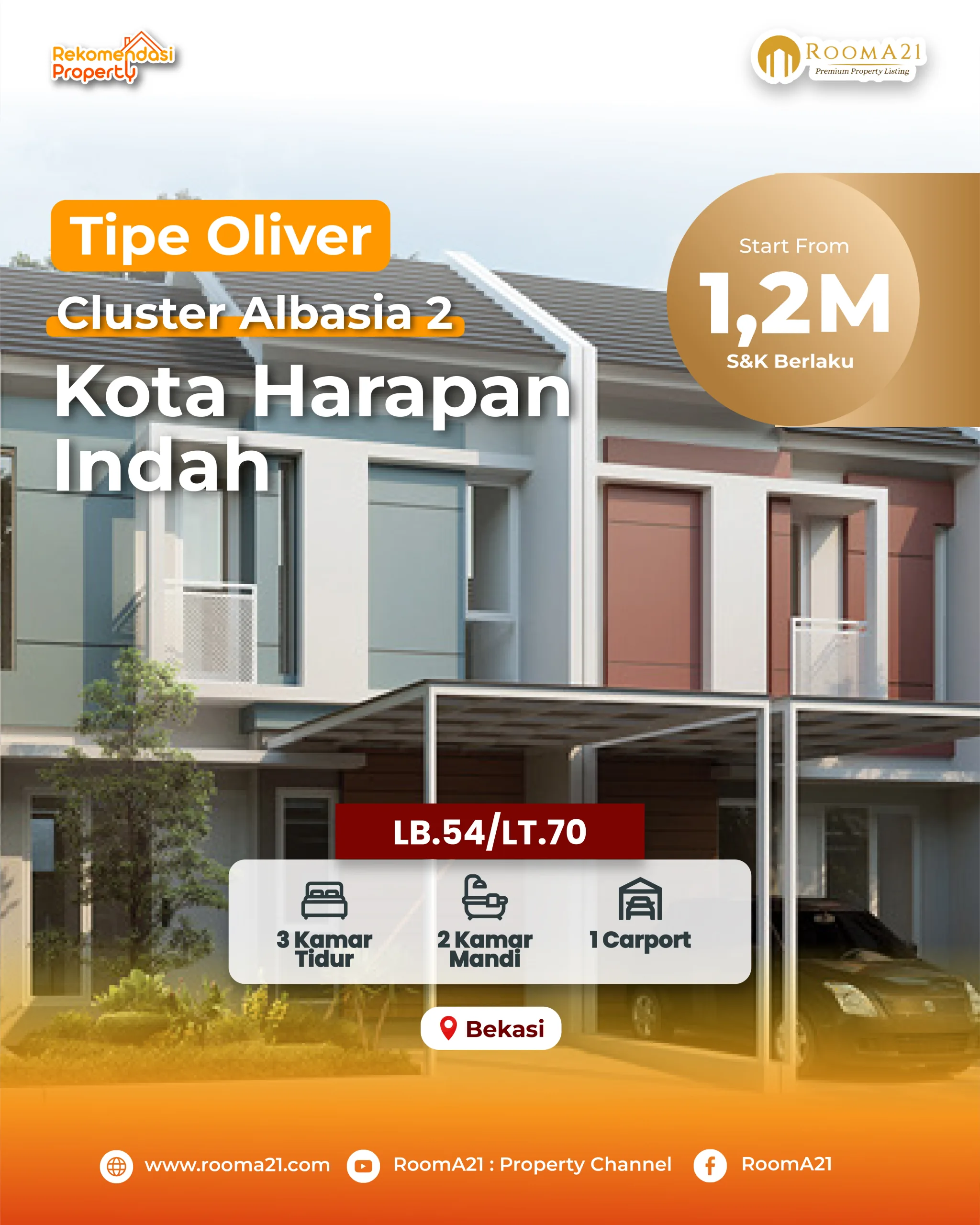 Kota Harapan Indah | Cluster Albasia | Tipe Oliver - foto 1