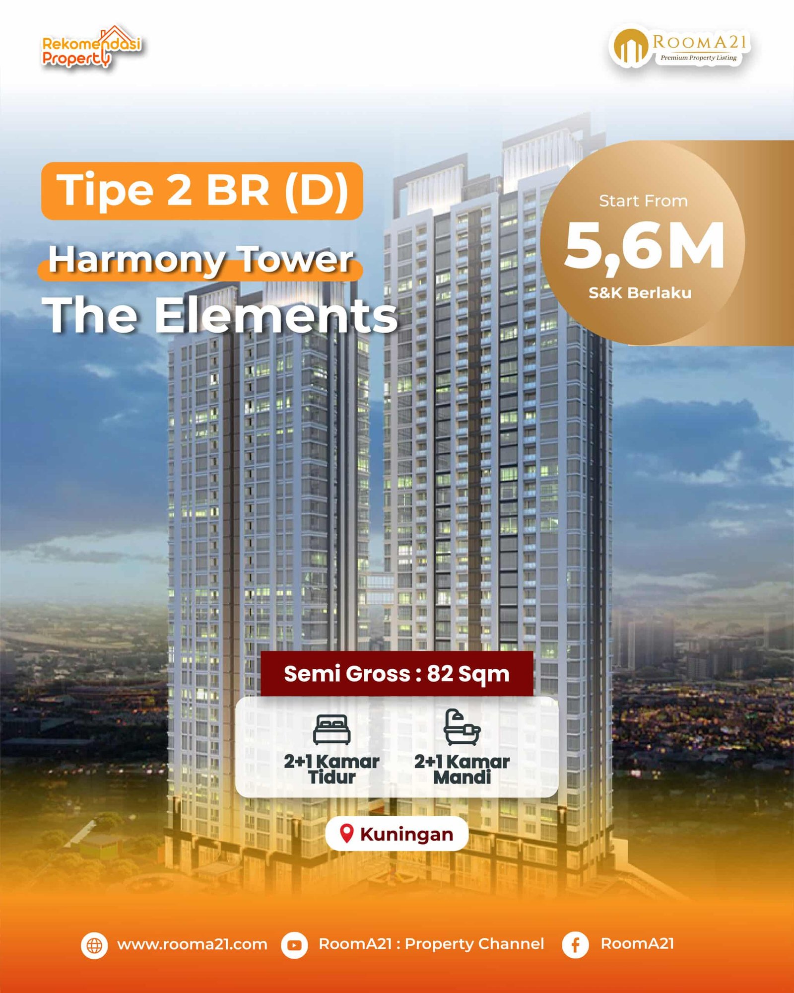 The Elements | Tower Harmony | Tipe 2 BR (D)