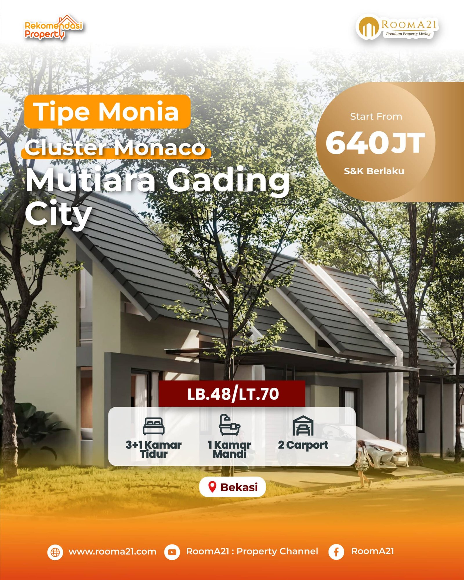 Mutiara Gading City | Cluster Manoco | Tipe Monia
