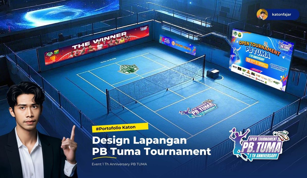 Desain Lapangan Bulutangkis Profesional untuk PB Tuma Open Tournament