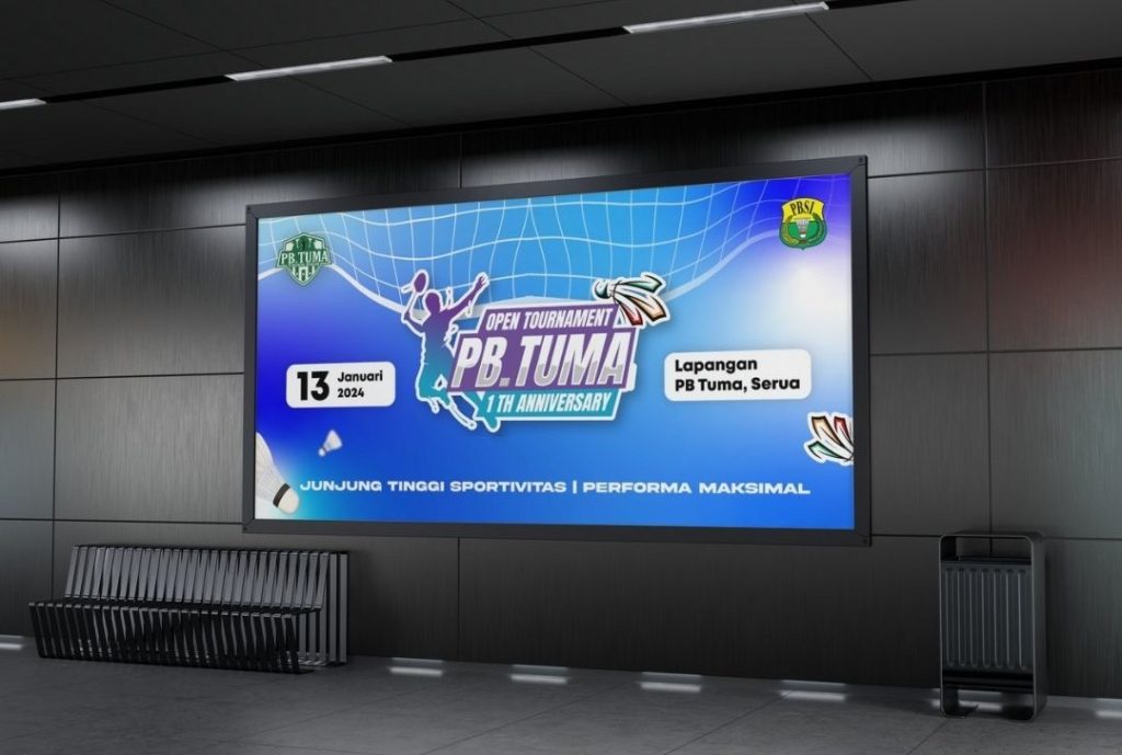 Desain Banner | Desain Lapangan Bulutangkis Profesional untuk PB Tuma Open Tournament
