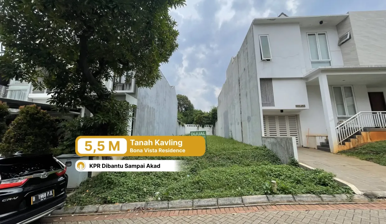 Dijual Tanah di Lebak Bulus, Bona Vista Residence. Harga 4,2 M Nego. LT 186 m², SHM. Listrik bawah tanah. Siap bangun 3 Lt. Dekat MRT & Tol JORR/Simatupang.