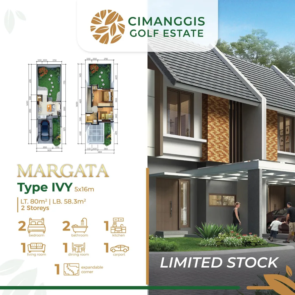 Hunian hijau di Cimanggis Golf Estate Depok: 0 KM Jagorawi, dekat LRT, golf 27 holes, cluster Margata smart-home & clubhouse. Unit terbatas!