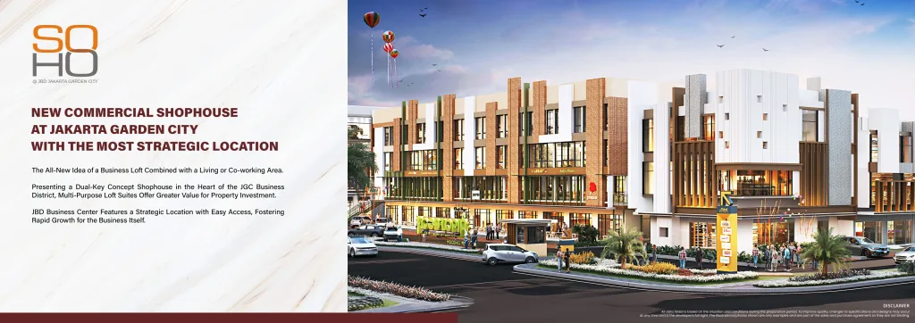Ruko Dijual di Jakarta Garden City, Cakung, Jakarta Timur. Ingin cari tempat usaha sekaligus investasi properti yang menjanjikan? beli ruko tipe SOHO sekarang