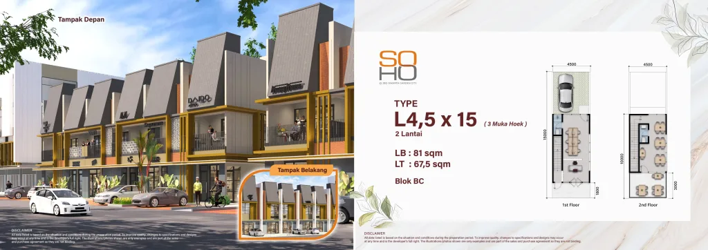 Ruko Dijual di Jakarta Garden City, Cakung, Jakarta Timur. Ingin cari tempat usaha sekaligus investasi properti yang menjanjikan? beli ruko SOHO Hoek sekarang