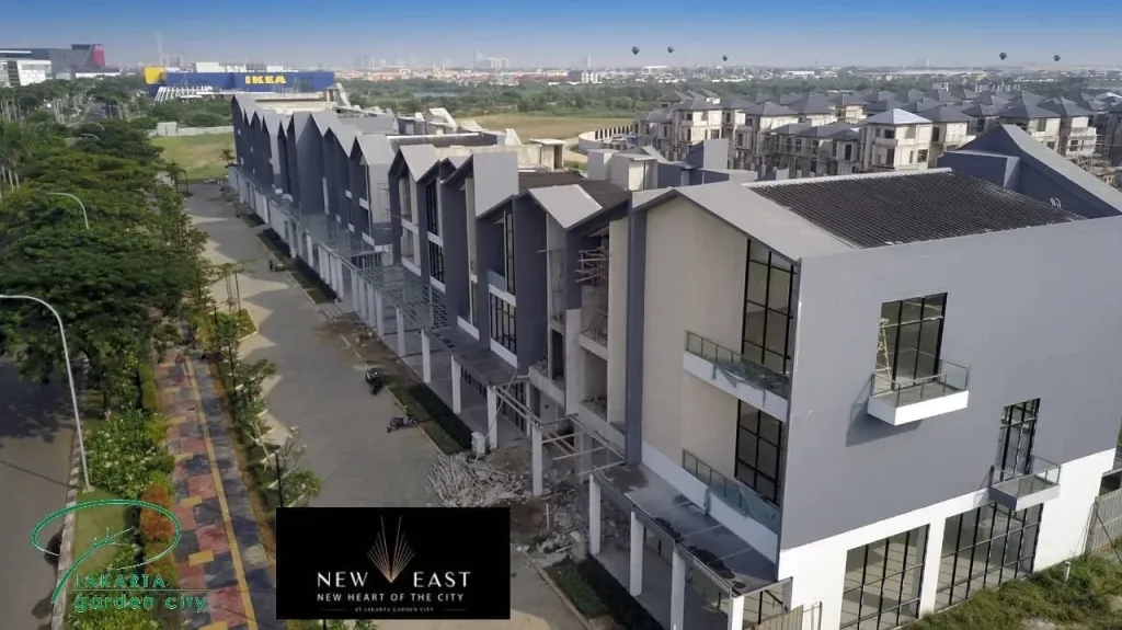 Ruko dijual di Jakarta Garden City, Jakarta Timur - New East. Lokasi strategis dekat AEON & IKEA. Cocok untuk usaha & investasi properti. Harga ruko kompetitif!