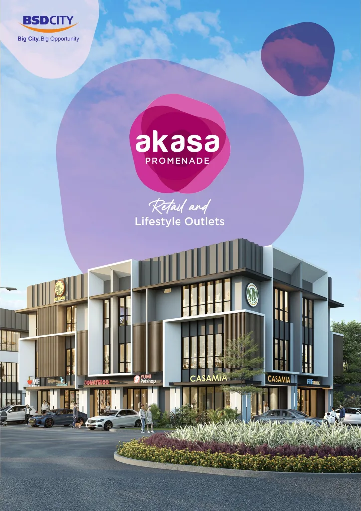 Ruko dijual di BSD - Akasa Promenade, lokasi strategis dekat AEON Mall & stasiun Cisauk. Cocok untuk usaha & investasi properti. Harga ruko kompetitif!