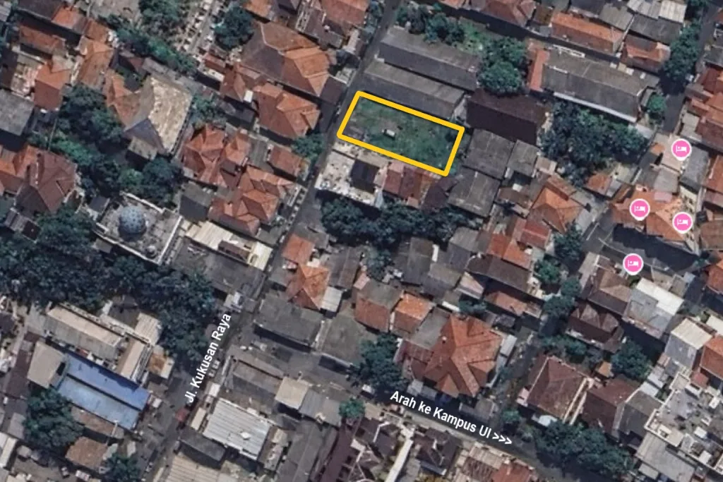 Tanah di Kukusan Raya, belakang Kampus UI, Pintu Tol Kukusan, Stasiun UI