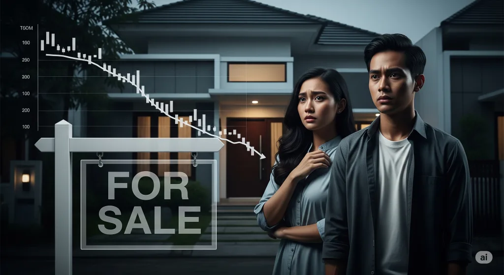 Sebuah bagan analisis harga properti yang menunjukkan pengaruh kebijakan LTV dan strategi developer terhadap daya beli konsumen.