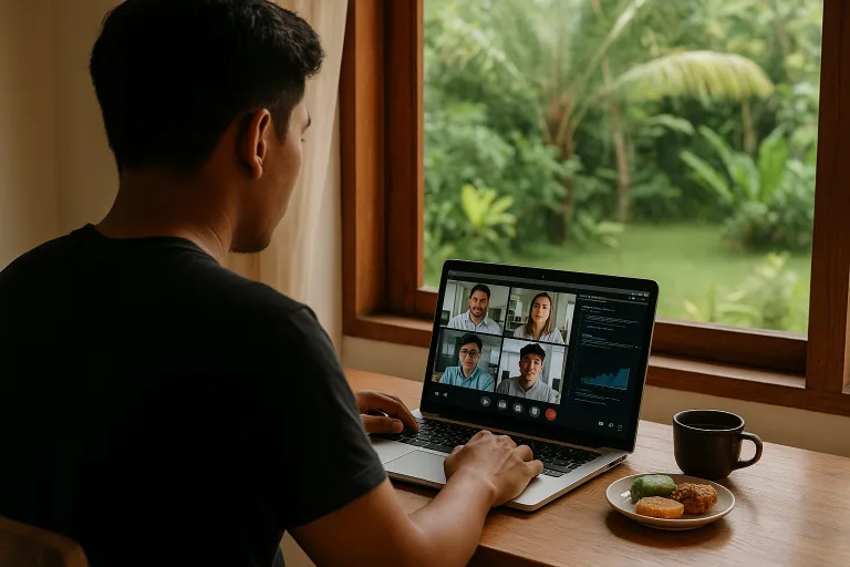 20250816_0021_kontras Kerja Dan Tropis_simple_compose_01k2qbvqqsfefr0pg5eyncy9px Rooma21.com Rooma21.com Coliving Remote Work Cara Anak Muda Bertahan Di Sistem Yang Usang Rooma21com Rooma21com