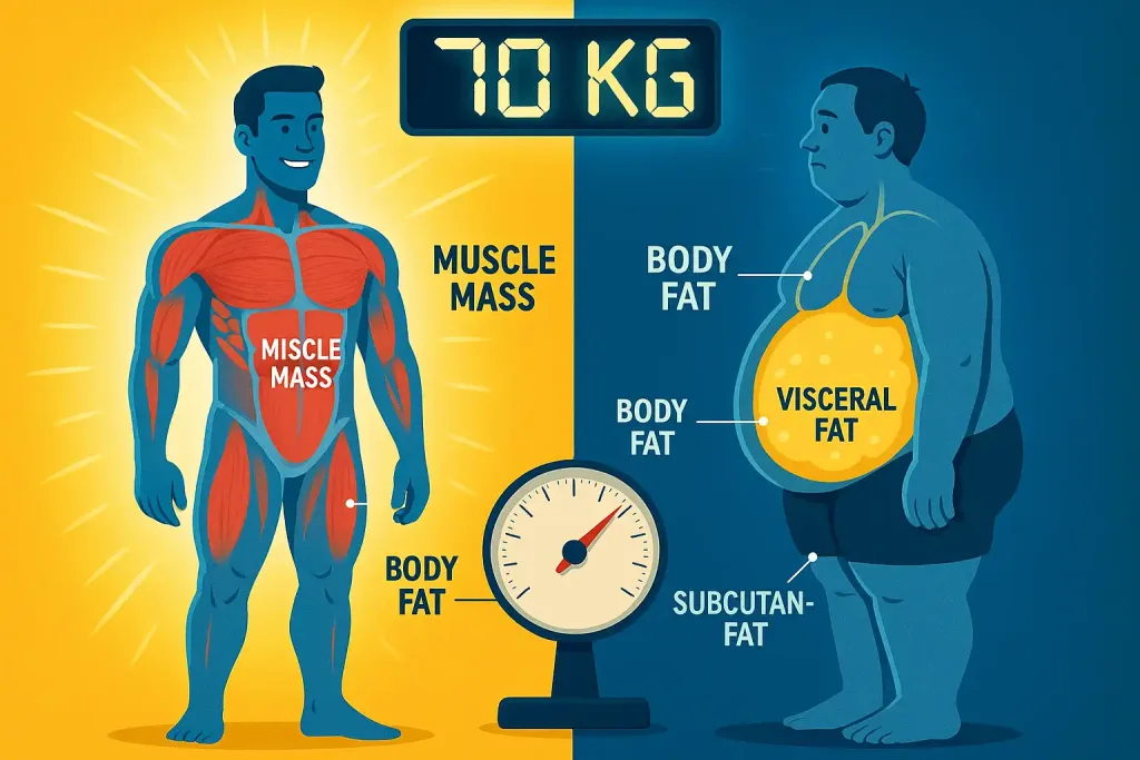 Komposisi Tubuh, Berat Badan, Lemak Viseral, Massa Otot, BMR, Basal Metabolic Rate, Metabolic Age, BMI, Body Mass Index, Body Fat Rate, Body Water, Bone Mass, Protein Rate, Visceral Fat Index, Indikator Kesehatan Tubuh, Cara baca komposisi tubuh, Bahaya lemak viseral, Apa itu BMR, Apa itu metabolic age, Manfaat massa otot, Kesehatan holistik, Rooma21 Health, Normal-weight obesity, Skinny fat, Sarcopenia