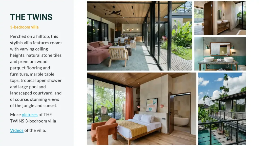 Dijual Villa di Ubud, Bali, THE TWINS. Harga mulai USD 390.000. Tersedia 2 & 3 BR. Pool, Jungle View Abadi. Leasehold 30 Thn. ROI 13.6%. 5 min Parq Ubud. (7)