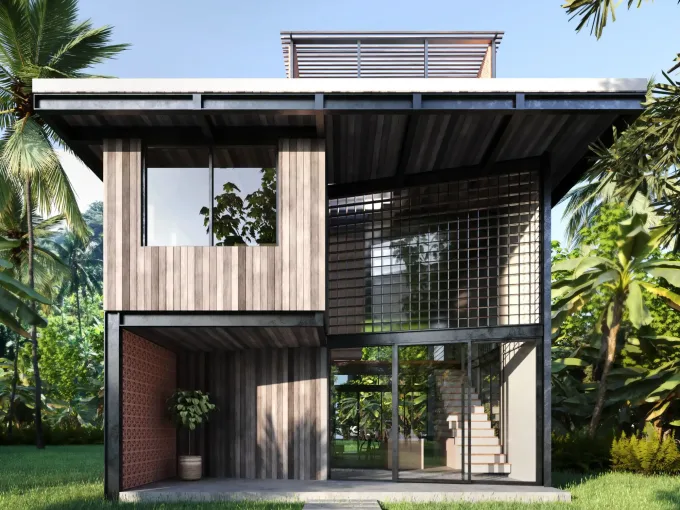 Beli Villa di Ubud Bali, Villa THE CUBE. Villa dijual dengan 3BR modern , rooftop , pool 45m2. Lokasi prime , investasi profit 10.2%+. Harga USD 400.000