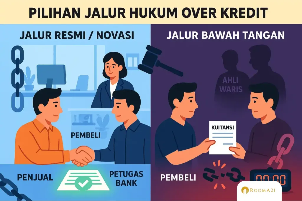 Ilustrasi Pilihan jalur hukum over kredit rumah 7 Panduan Strategis Over Kredit Rumah 2026 (4)-new Rumah Over Kredit