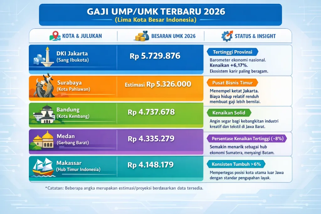 UMK 2026 Daftar Upah Minimum di 5 Kota Besar Indonesia (Jakarta Masih Kalah) (3)