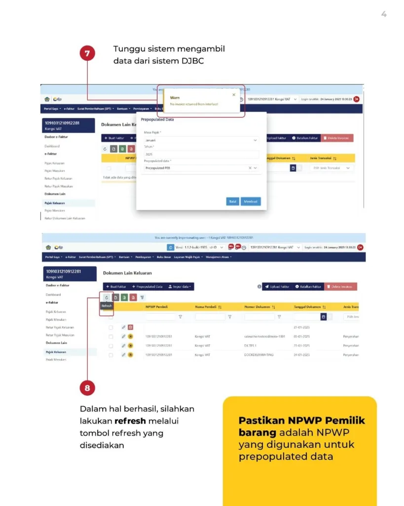 Langkah 2 Cek PEB dan CK-1 Di Coretax Prepopulated data