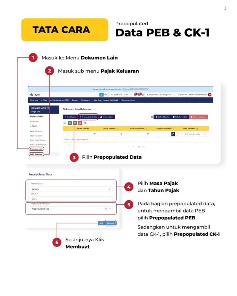 Tata cara prepopulated Data PEB dan CK1 di coretax sistem