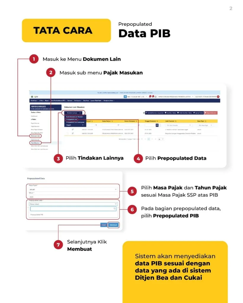 langkah langkah cara prepopulated data PIB di sistem baru Coretax