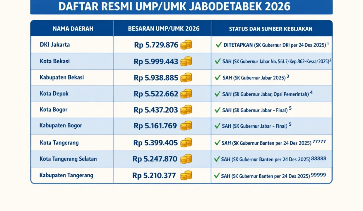 Daftar Umk Jabodetabek Tahun 2026 Bekasi Juara Jakarta Naik 6 Siap Cicil Rumah Di Mana  Rooma21com