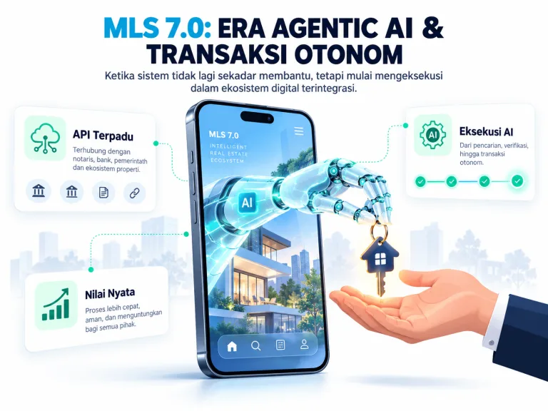 Mls 70 Broker Properti Dan Transaksi Otonom 1 Rooma21.com Ilustrasi Mls 70 Dengan Broker Properti Yang Mengawasi Transaksi Digital Berbasis Agentic Ai Dan Ekosistem Properti Terintegrasi Rooma21com